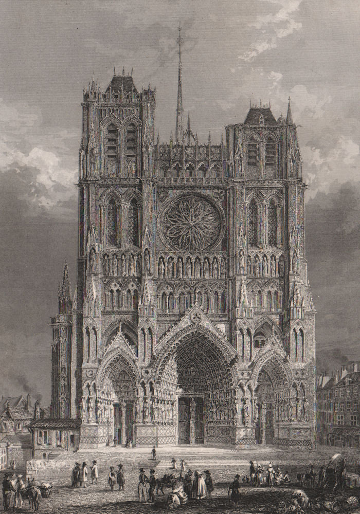 CATHÉDRALE d'AMIENS. Somme 1844 old antique vintage print picture